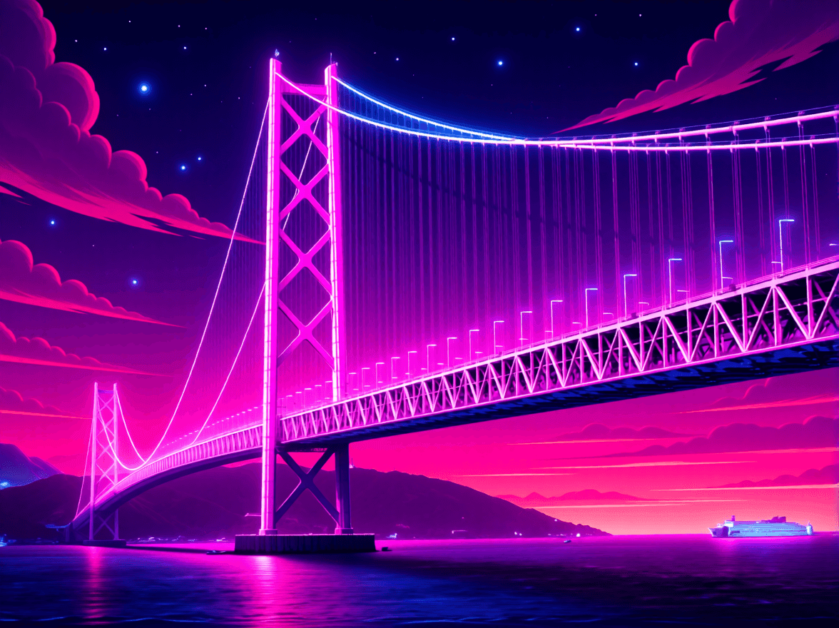 Stylized version of the bridge photo using style transfer